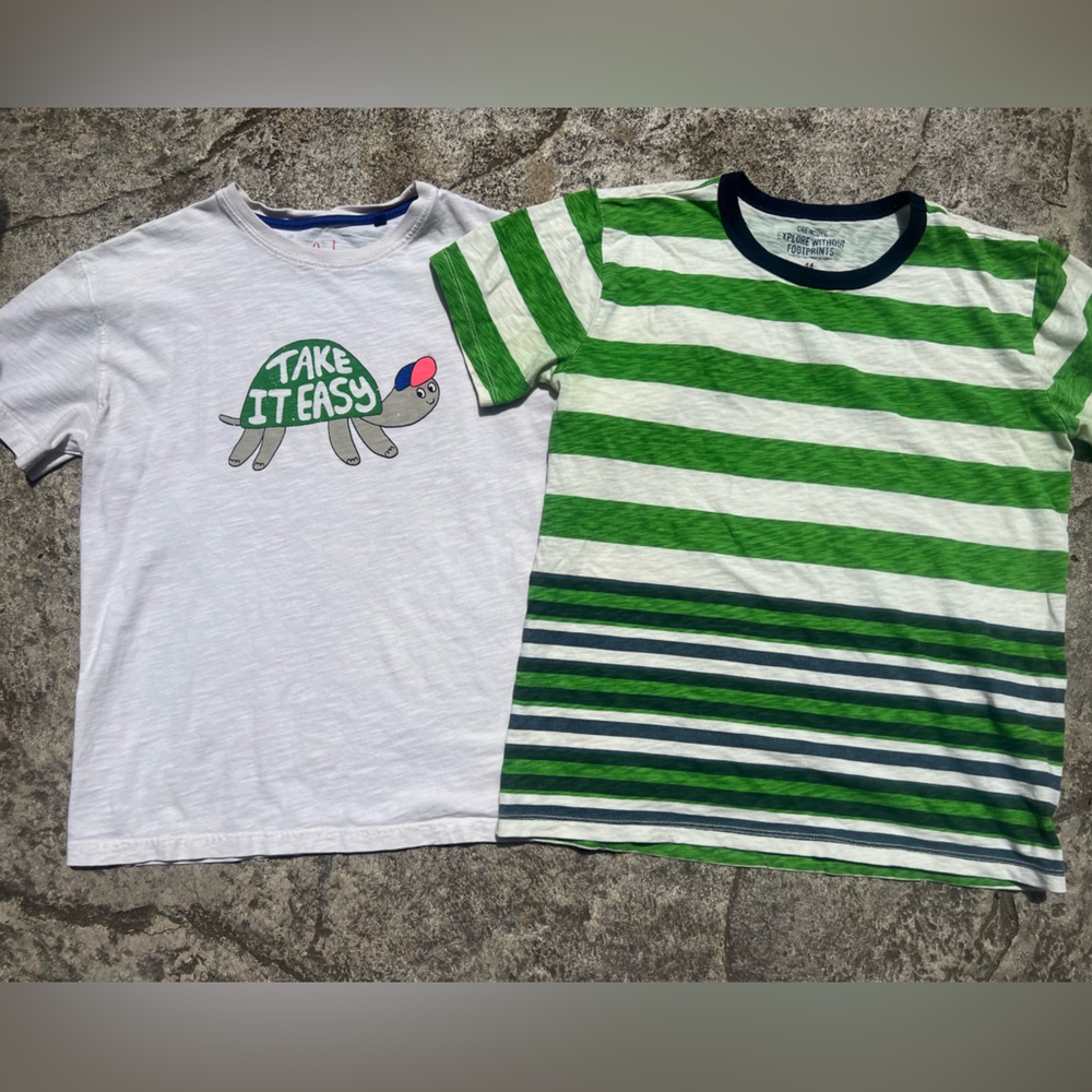 Boden & CrewCuts Kids Short Sleeve Tees - White and Green 12/14